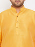 Vastramay Men's Plus Size Yellow Silk Blend Kurta