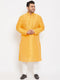 Vastramay Men's Plus Size Yellow Silk Blend Kurta Pyjama Set