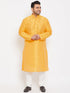 Vastramay Men's Plus Size Yellow Silk Blend Kurta Pyjama Set