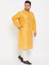 Vastramay Men's Plus Size Yellow Silk Blend Kurta Pyjama Set