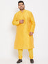 Vastramay Men's Plus Size Yellow Silk Blend Kurta Pyjama Set