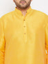 Vastramay Men's Plus Size Yellow Silk Blend Kurta Pyjama Set