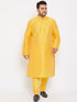 Vastramay Men's Plus Size Yellow Silk Blend Kurta Pyjama Set