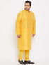 Vastramay Men's Plus Size Yellow Silk Blend Kurta Pyjama Set