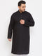 Vastramay Men's Plus Size Black Cotton Kurta