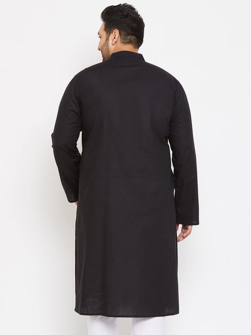 Vastramay Men's Plus Size Black Cotton Kurta
