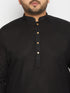 Vastramay Men's Plus Size Black Cotton Kurta And Cotton Pant Style Pyjama Set