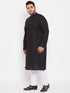Vastramay Men's Plus Size Black Cotton Kurta And Pyjama Set