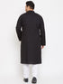 Vastramay Men's Plus Size Black Cotton Kurta And Pyjama Set