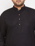 Vastramay Men's Plus Size Black Cotton Kurta And Pyjama Set