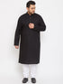 Vastramay Men's Plus Size Black Cotton Kurta And Pyjama Set