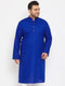 Vastramay Men's Plus Size Blue Cotton Kurta