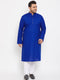 Vastramay Men's Plus Size Blue Cotton Kurta And Pyjama Set