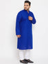 Vastramay Men's Plus Size Blue Cotton Kurta And Pyjama Set