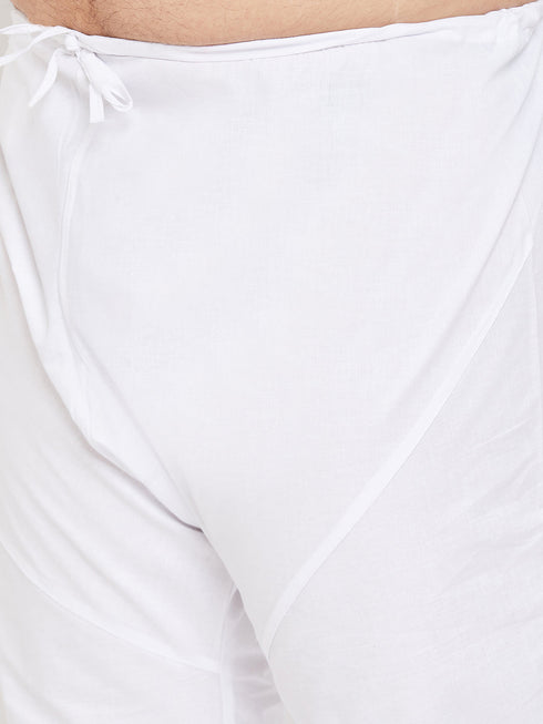 Vastramay Men's Plus Size Peach Cotton Kurta And Pyjama Set