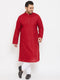 Vastramay Men's Plus Size Maroon Cotton Kurta And Pyjama Set