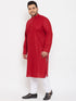 Vastramay Men's Plus Size Maroon Cotton Kurta And Pyjama Set
