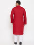 Vastramay Men's Plus Size Maroon Cotton Kurta And Pyjama Set