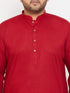 Vastramay Men's Plus Size Maroon Cotton Kurta And Pyjama Set