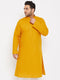 Vastramay Men's Plus Size Mustard Cotton Kurta
