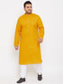 Vastramay Men's Plus Size Mustard Cotton Kurta