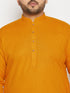 Vastramay Men's Plus Size Mustard Cotton Kurta And Cotton Pant Style Pyjama Set