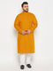 Vastramay Men's Plus Size Mustard Cotton Kurta And Cotton Pant Style Pyjama Set