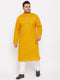 Vastramay Men's Plus Size Mustard Cotton Kurta And Pyjama Set