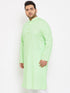 Vastramay Men's Plus Size Mint Green Cotton Kurta