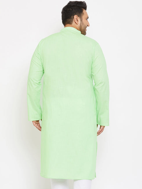 Vastramay Men's Plus Size Mint Green Cotton Kurta