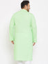 Vastramay Men's Plus Size Mint Green Cotton Kurta