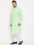 Vastramay Men's Plus Size Mint Green Cotton Kurta And Pyjama Set