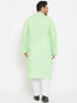 Vastramay Men's Plus Size Mint Green Cotton Kurta And Pyjama Set