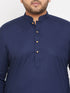 Vastramay Men's Plus Size Navy Blue Cotton Kurta