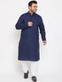 Vastramay Men's Plus Size Navy Blue Cotton Kurta