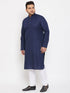 Vastramay Men's Plus Size Navy Blue Cotton Kurta And Pyjama Set