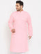 Vastramay Men's Plus Size Pink Cotton Kurta