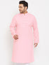 Vastramay Men's Plus Size Pink Cotton Kurta