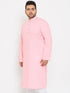 Vastramay Men's Plus Size Pink Cotton Kurta