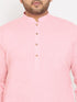 Vastramay Men's Plus Size Pink Cotton Kurta