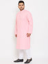 Vastramay Men's Plus Size Pink Cotton Kurta And Pyjama Set
