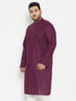 Vastramay Men's Plus Size Purple Cotton Blend Kurta
