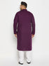 Vastramay Men's Plus Size Purple Cotton Kurta And Cotton Pant Style Pyjama Set