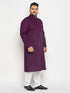 Vastramay Men's Plus Size Purple Cotton Kurta And Cotton Pant Style Pyjama Set
