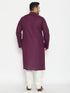 Vastramay Men's Plus Size Purple And Cream Cotton Blend Kurta Pyjama Set