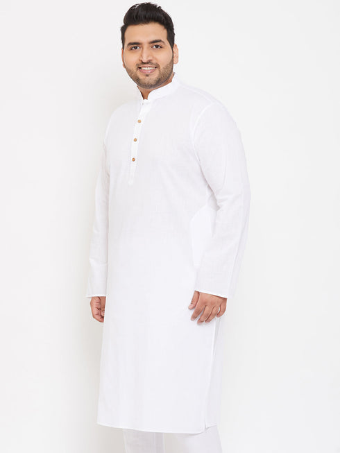 Vastramay Men's Plus Size White Cotton Kurta
