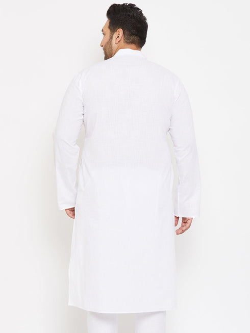 Vastramay Men's Plus Size White Cotton Kurta