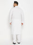 Vastramay Men's Plus Size White Cotton Kurta And Cotton Pant Style Pyjama Set