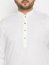 Vastramay Men's Plus Size White Cotton Kurta And Cotton Pant Style Pyjama Set