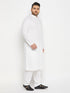 Vastramay Men's Plus Size White Cotton Kurta And Cotton Pant Style Pyjama Set